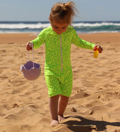 Baby Long Sleeve Swimsuit - Lime Light Print