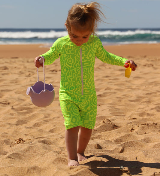 Baby Long Sleeve Swimsuit - Lime Light Print