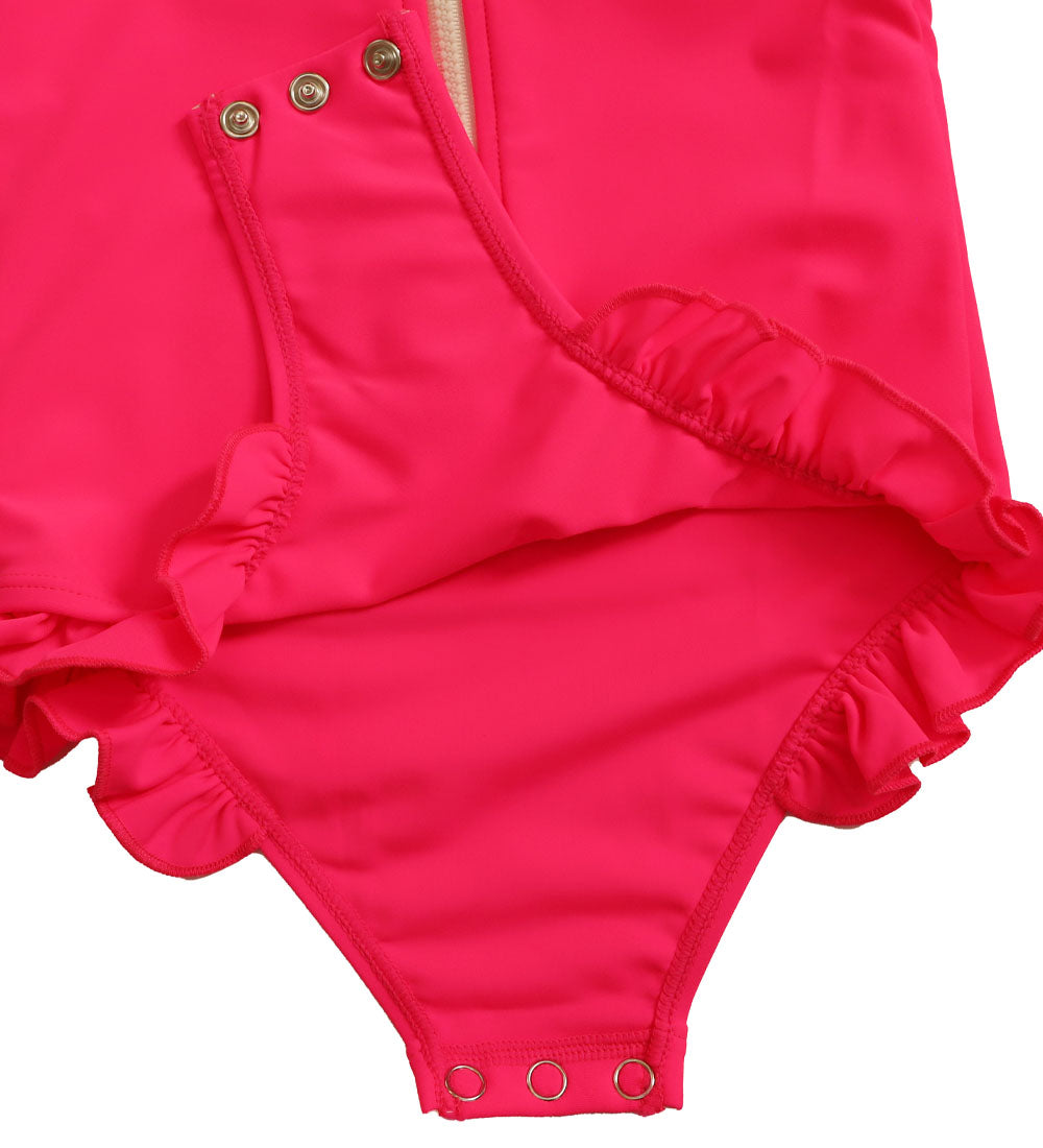 Baby Girls Long Sleeve Swimsuit - Pink Zing