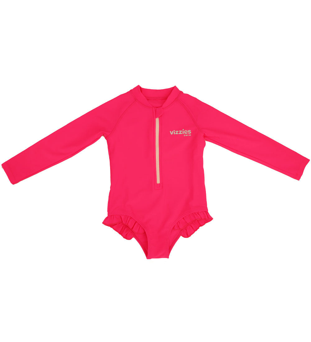 Baby Girls Long Sleeve Swimsuit - Pink Zing