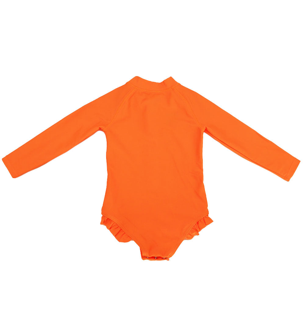 Baby Girls Long Sleeve Swimsuit - Zesty Orange