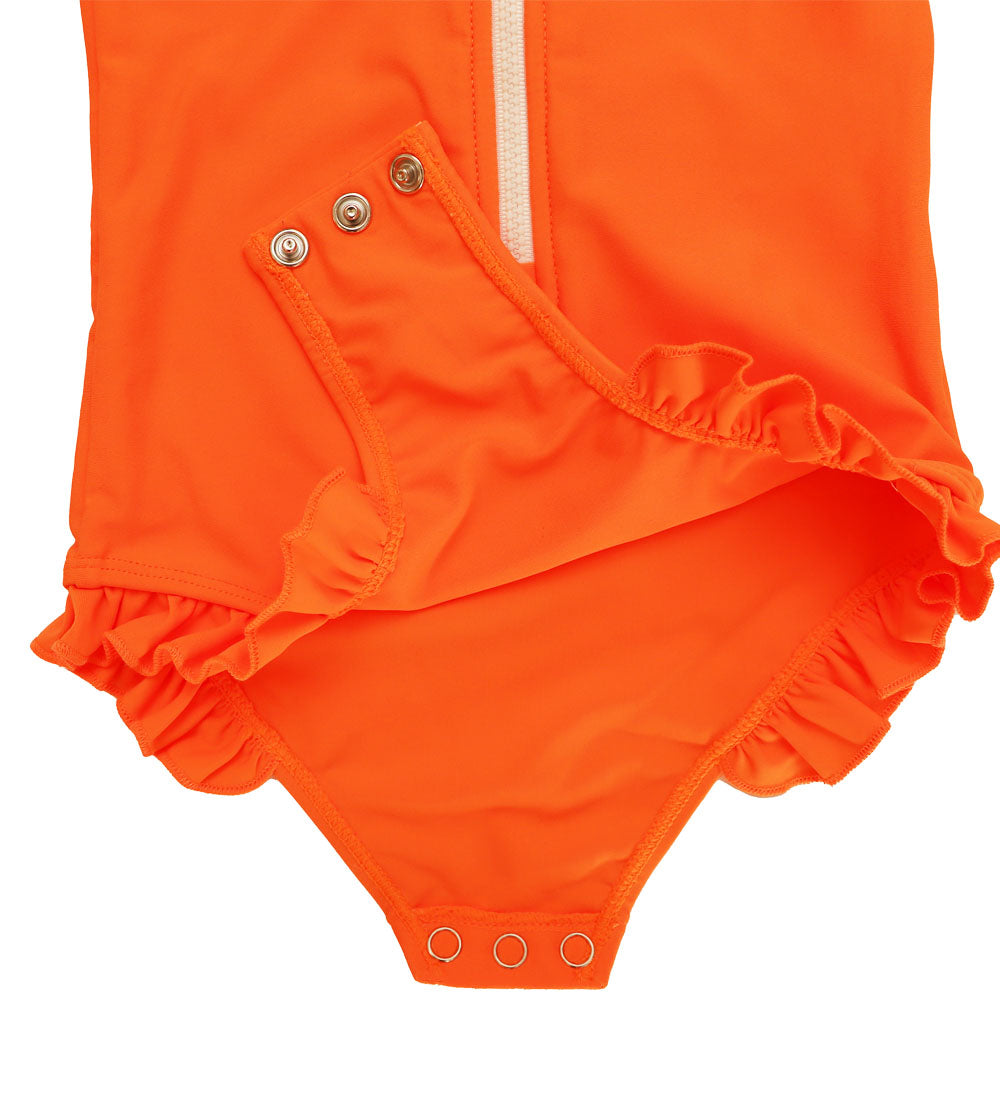 Baby Girls Long Sleeve Swimsuit - Zesty Orange