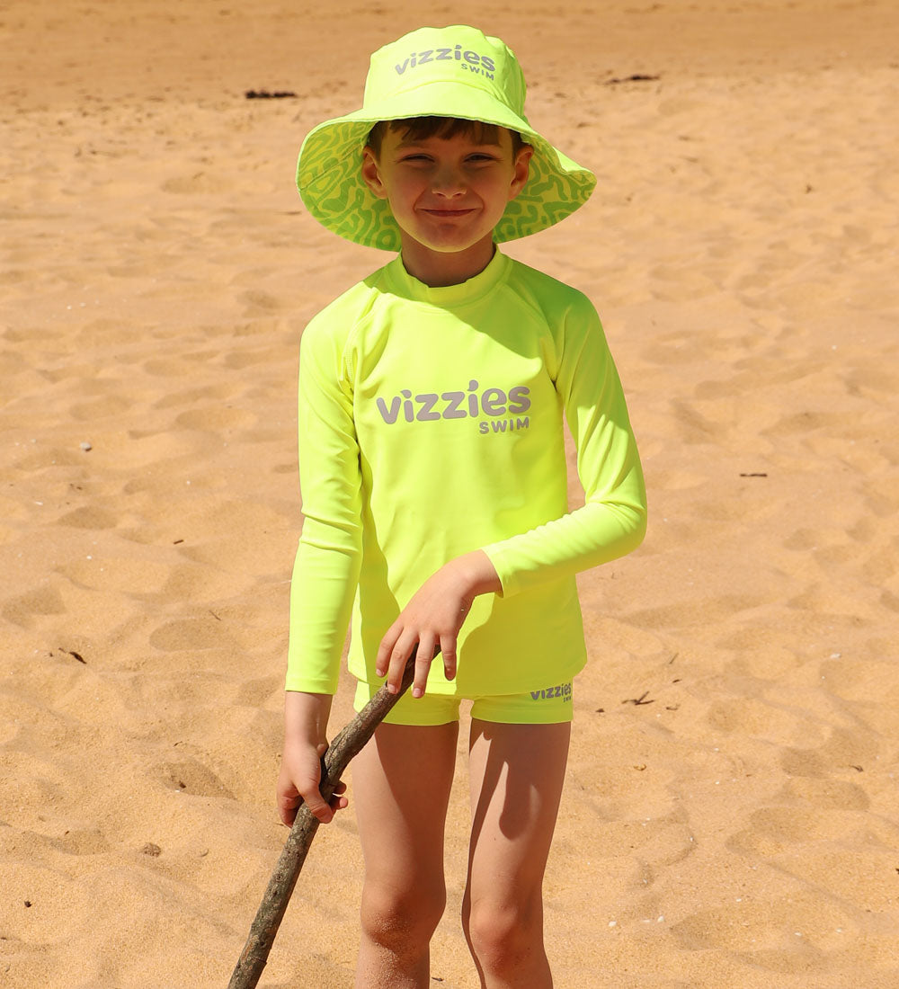 Kids Swim Shorts - Yellow Zap