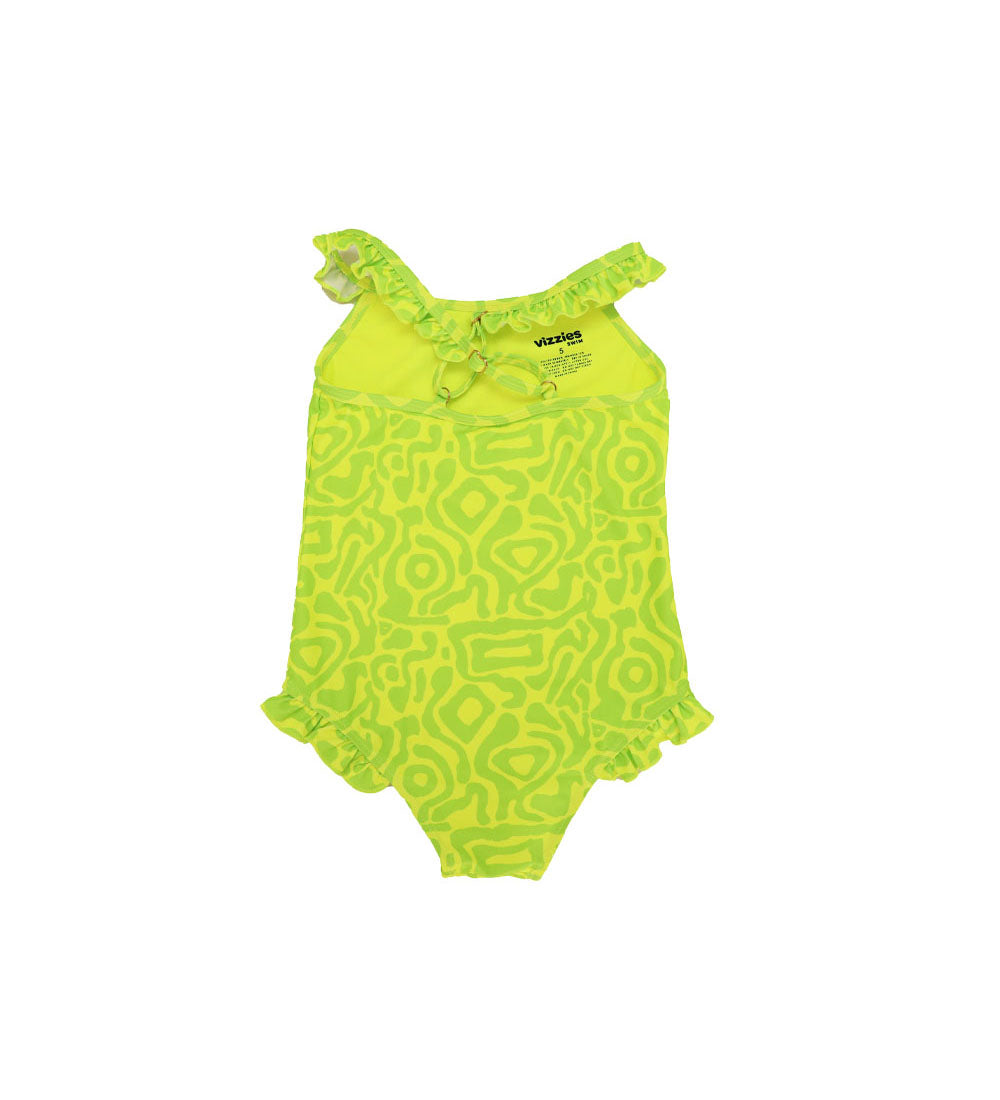 Girls Frill One Piece - Lime Light Print