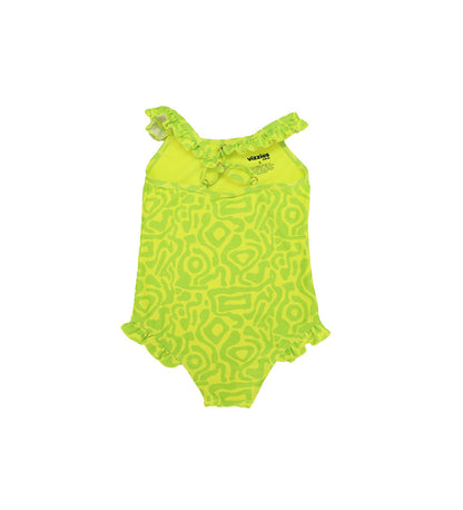 Girls Frill One Piece - Lime Light Print