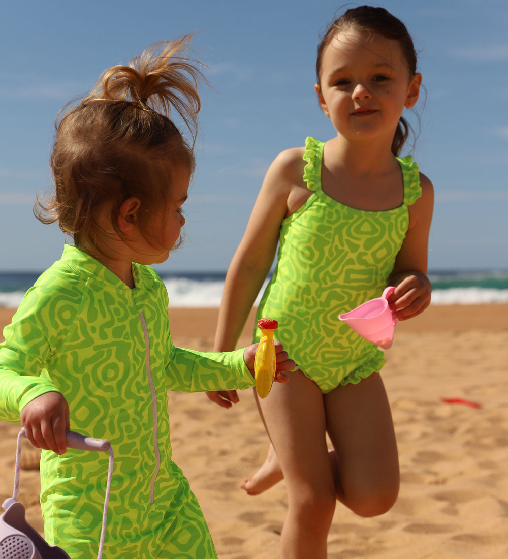 Baby Long Sleeve Swimsuit - Lime Light Print