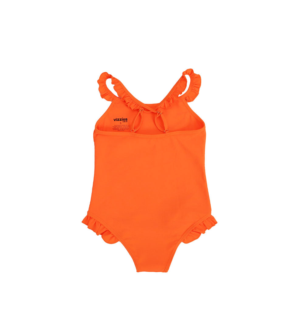 Girls Frill One Piece - Zesty Orange