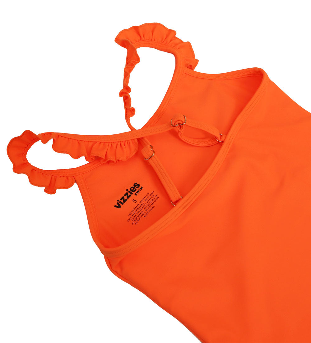 Girls Frill One Piece - Zesty Orange