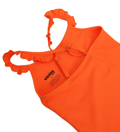 Girls Frill One Piece - Zesty Orange