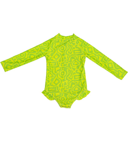 Baby Girls Long Sleeve Swimsuit - Lime Light Print