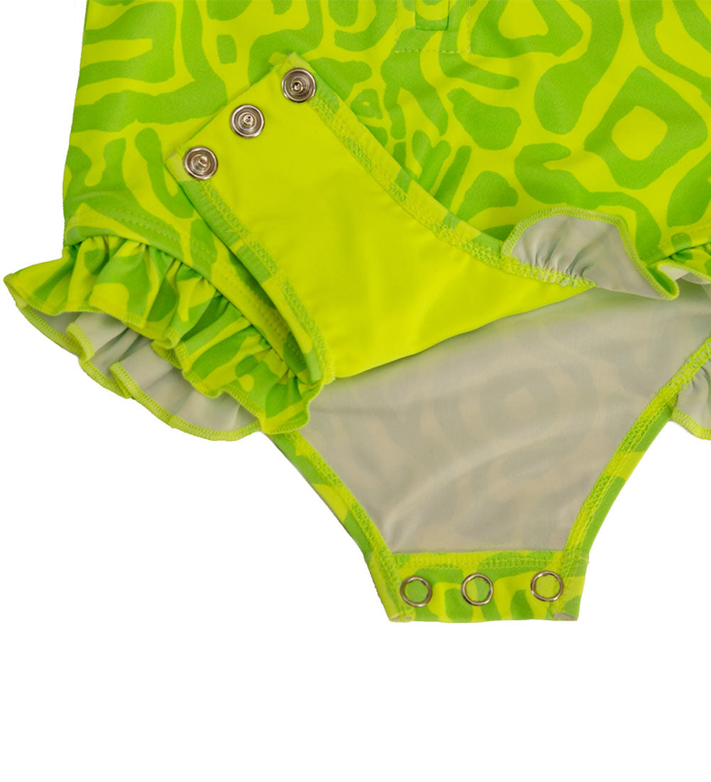 Baby Girls Long Sleeve Swimsuit - Lime Light Print