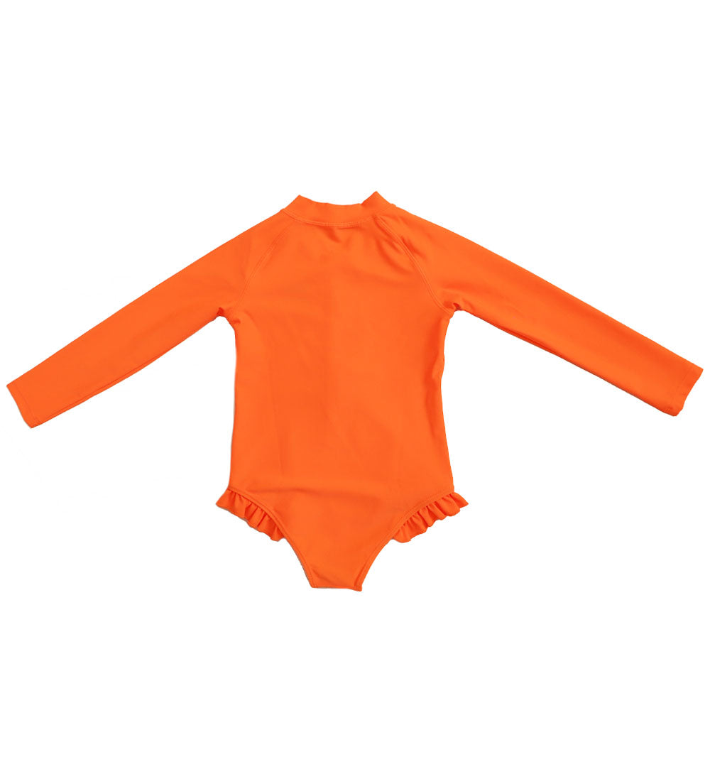 Girls Long Sleeve Swimsuit - Zesty Orange