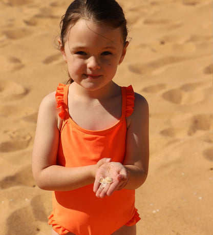 Girls Frill One Piece - Zesty Orange
