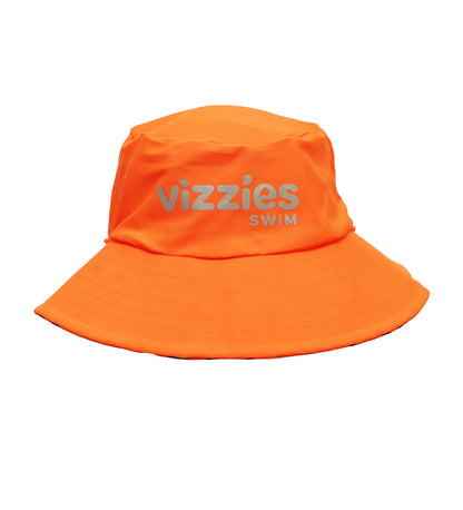 Kids Reversible Swim Hat - Orange/Squiggle Pop Print