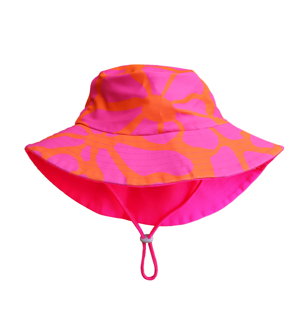 Kids Reversible Swim Hat - Pink/Tangy Blossom Print
