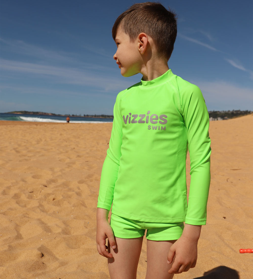 Kids Swim Shorts - Green Glow