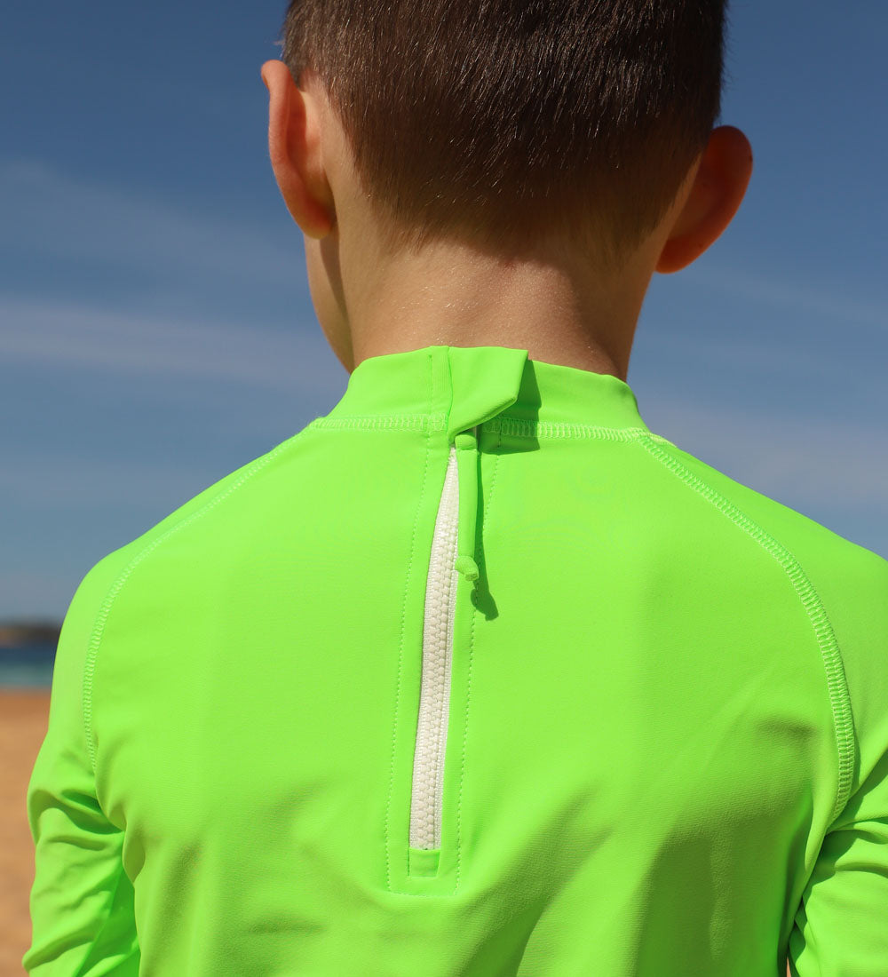 Kids Long Sleeve Rashie - Green Glow