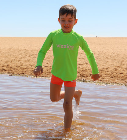 Kids Long Sleeve Rashie - Green Glow