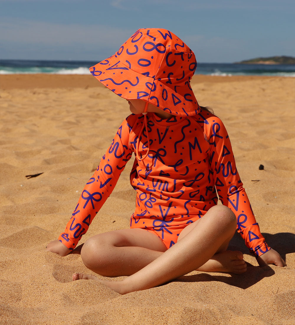 Kids Long Sleeve Rashie - Squiggle Pop Print