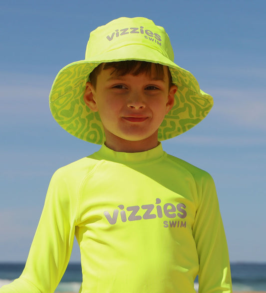 Reversible Swim Hat - Yellow/Lime Light Print