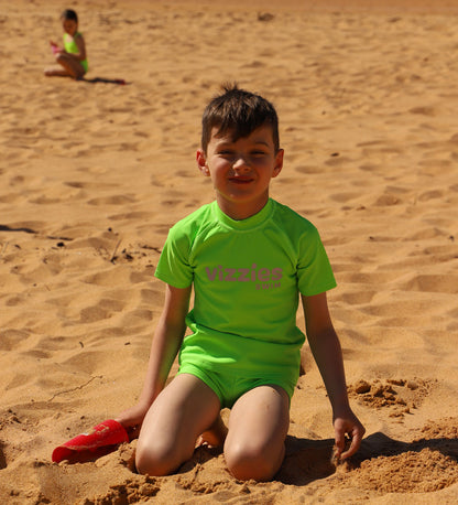 Kids Swim Shorts - Green Glow