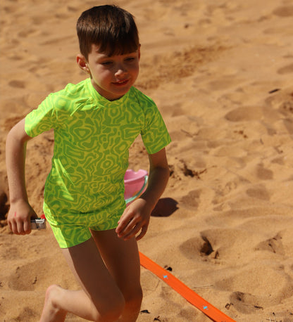 Kids Swim Shorts - Lime Light Print