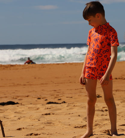 Baby Short Sleeve Rashie - Squiggle Pop Print