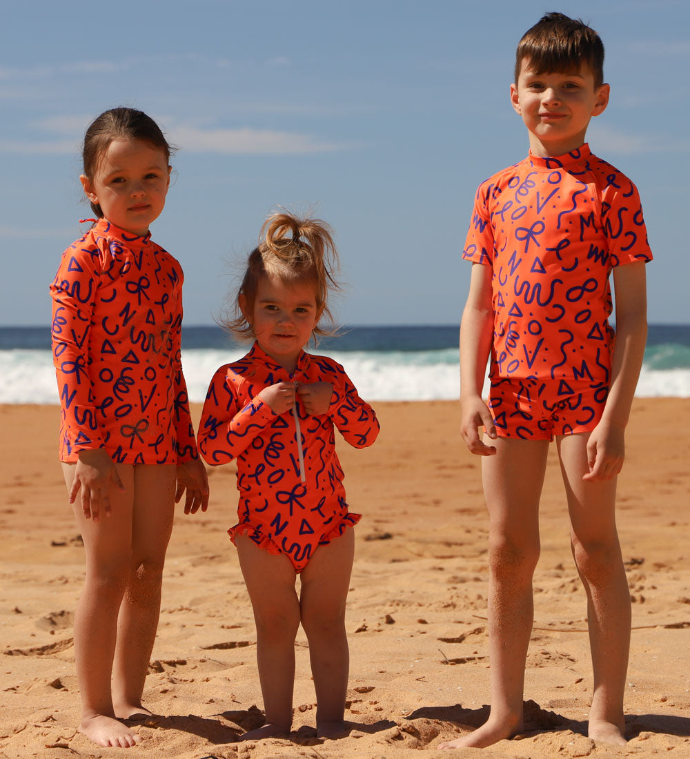 Kids Long Sleeve Rashie - Squiggle Pop Print