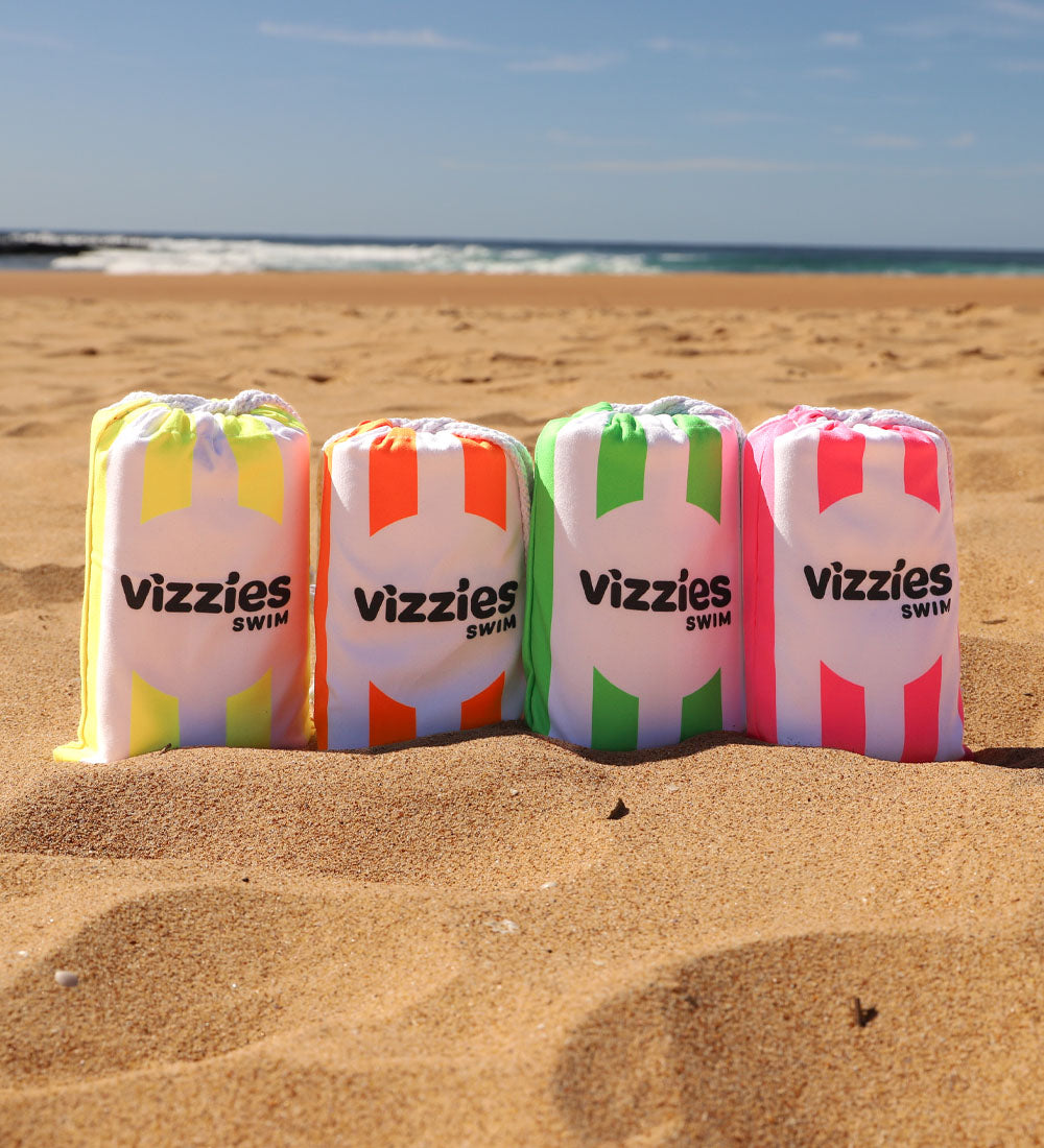 Kids Striped Beach Towel - Flamingo Fizz