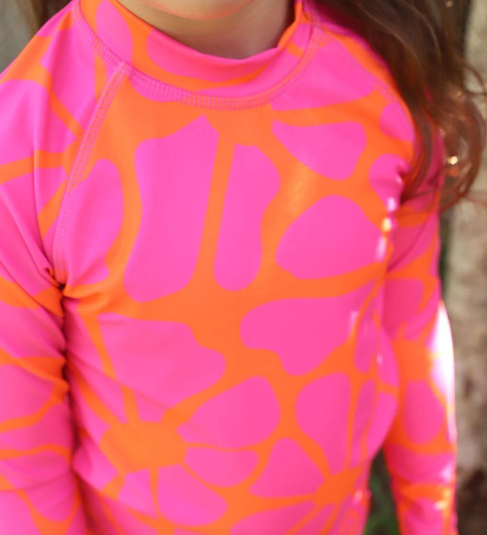 Kids Long Sleeve Rashie - Tangy Blossom Print