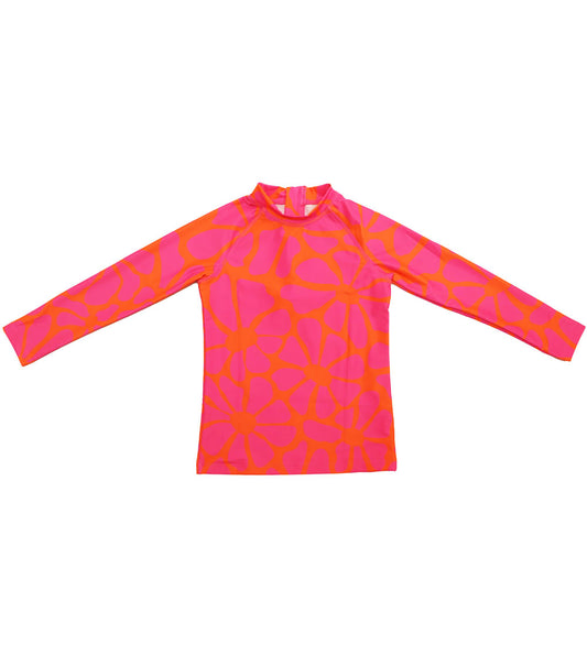 Kids Long Sleeve Rashie - Tangy Blossom Print