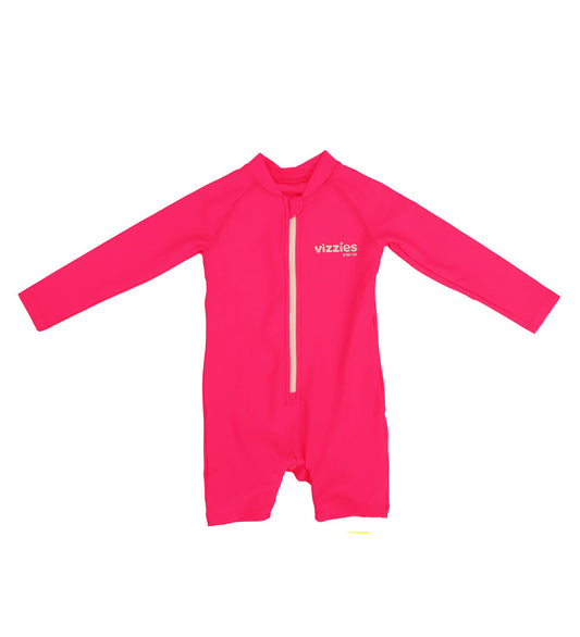 Baby Long Sleeve Swimsuit - Pink Zing