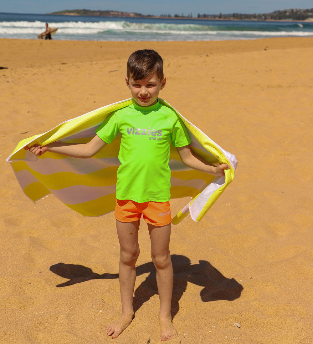 Kids Striped Beach Towel - Electric Sunshine