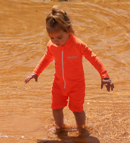 Baby Long Sleeve Swimsuit - Zesty Orange