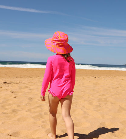 Kids Reversible Swim Hat - Pink/Tangy Blossom Print