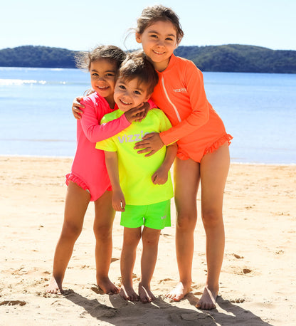 Baby Girls Long Sleeve Swimsuit - Pink Zing