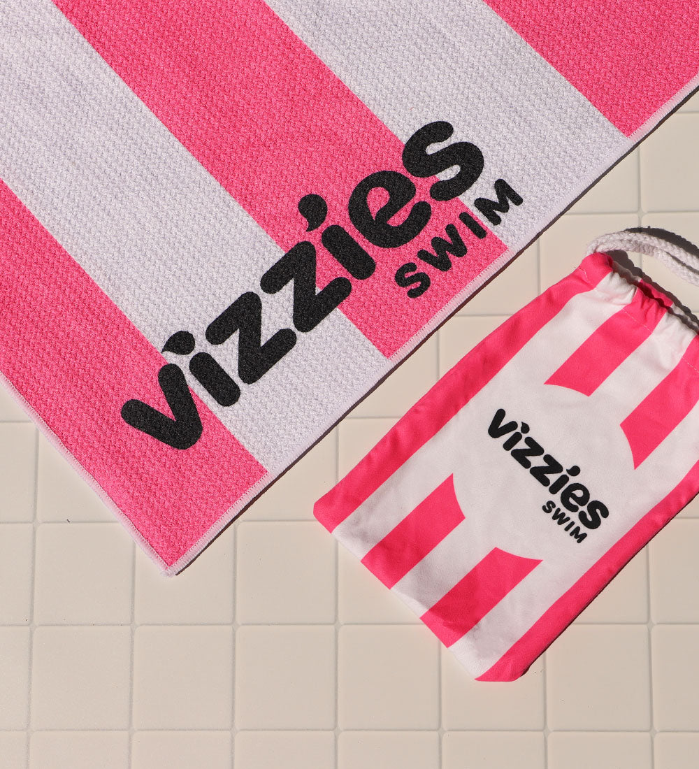 Kids Striped Beach Towel - Flamingo Fizz