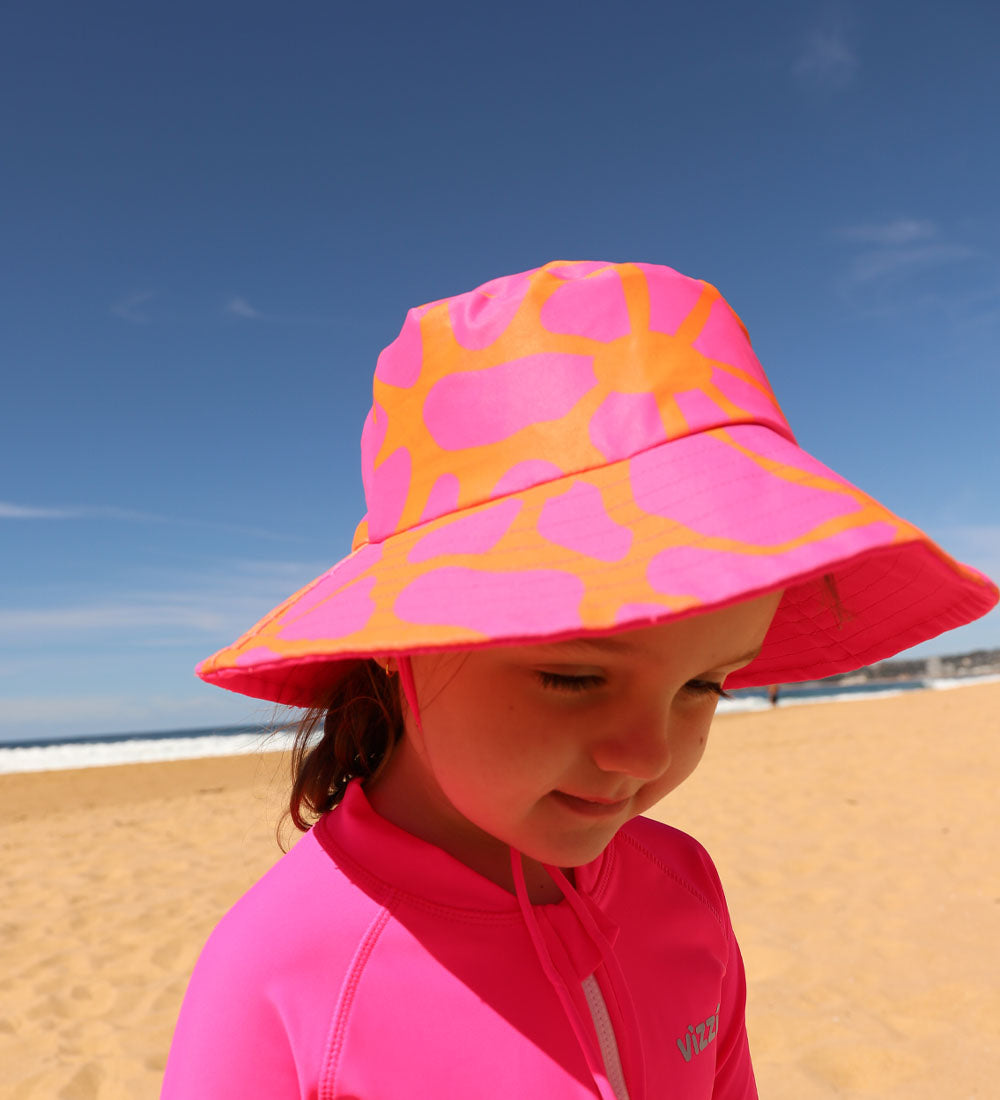 Kids Reversible Swim Hat - Pink/Tangy Blossom Print