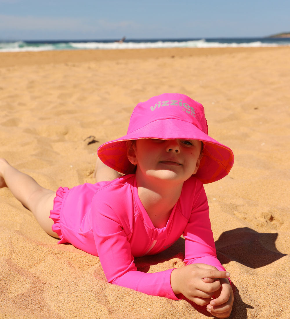 Kids Reversible Swim Hat - Pink/Tangy Blossom Print